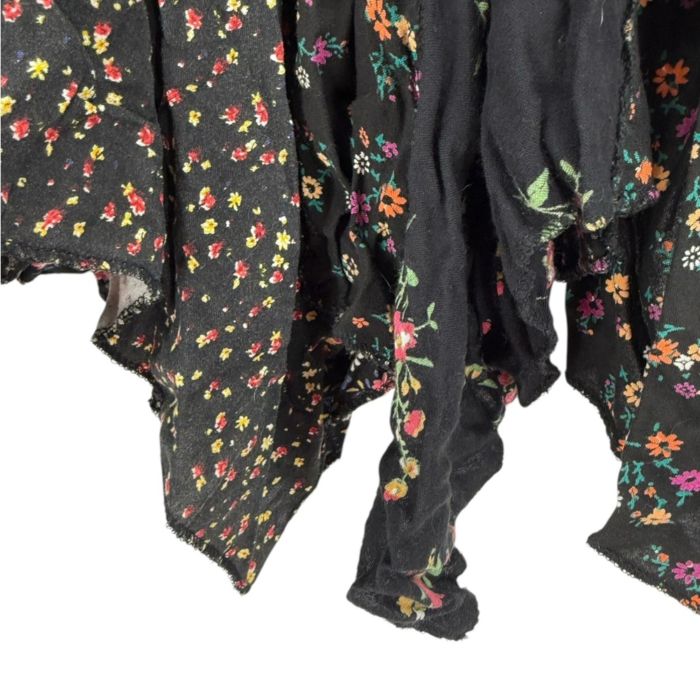 Boho Patchwork Floral Handkerchief Hem Maxi Black Cottagecore Fairy Grunge - Picture 8 of 12